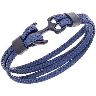 Βραχιόλι Senza Men&#039;s Steel Blue Leather Strap