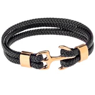Βραχιόλι Senza Men&#039;s Steel Brown Leather Strap