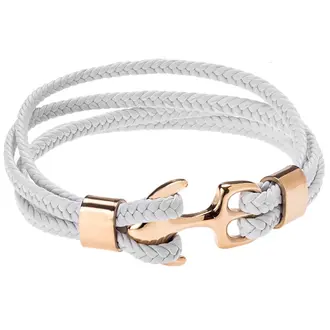 Βραχιόλι Senza Men&#039;s Steel White Leather Strap
