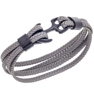 Βραχιόλι Senza Men&#039;s Steel Grey Leather Strap