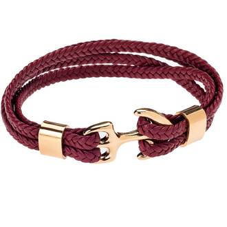 Βραχιόλι Senza Men&#039;s Steel Red Leather Strap