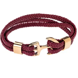 Βραχιόλι Senza Men&#039;s Steel Red Leather Strap