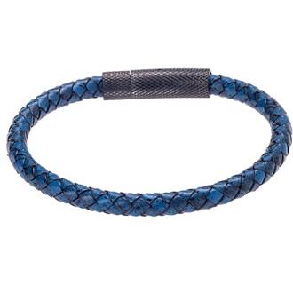 Βραχιόλι Senza Men&#039;s Steel Dark Blue Leather Strap