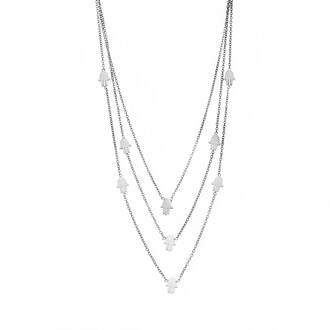 Κολιέ Τριπλό SΕΝΖΑ Silver Stainless Steel Χέρι Της Τύχης+