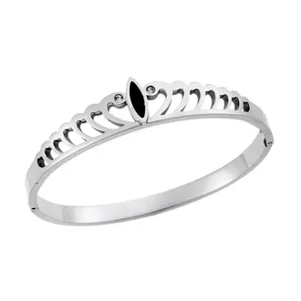 Βραχιόλι SENZA Χειροπέδα Στέμμα Silver Plated Stainless Steel