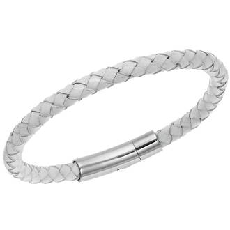 Βραχιόλι Senza Men&#039;s Steel White Leather Strap