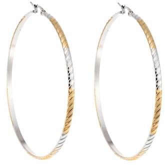 Σκουλαρίκια Κρίκοι SENZA Gold Plated Steel Δίχρωμο 7 cm