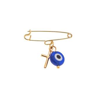 Παραμάνα Senza Silver 925 Gold Plated Σταυρός με Μπλε μάτι
