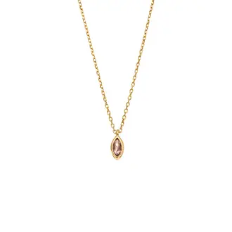 Μενταγιόν Senza Silver 925 Gold Plated, φύλλο με ροζ ζιργκόν