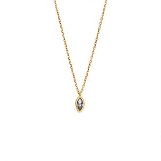 Μενταγιόν Senza Silver 925 Gold Plated, φύλλο με γαλάζιο ζιργκόν