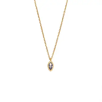 Μενταγιόν Senza Silver 925 Gold Plated, φύλλο με γαλάζιο ζιργκόν