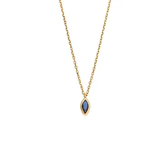 Μενταγιόν Senza Silver 925 Gold Plated, φύλλο με μπλε ζιργκόν