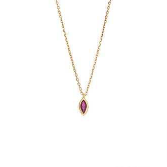 Μενταγιόν Senza Silver 925 Gold Plated, φύλλο με φούξια ζιργκόν