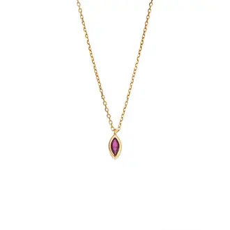 Μενταγιόν Senza Silver 925 Gold Plated, φύλλο με φούξια ζιργκόν