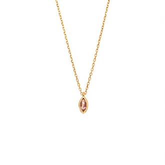 Μενταγιόν Senza Silver 925 Gold Plated, φύλλο με ροζ ζιργκόν