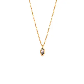 Μενταγιόν Senza Silver 925 Gold Plated, φύλλο με aquamarine ζιργκόν