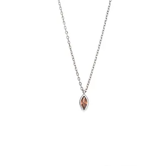 Μενταγιόν Senza Silver 925, φύλλο με καφέ ζιργκόν