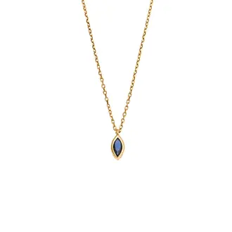 Μενταγιόν Senza Silver 925 Gold Plated, φύλλο με μπλε ζιργκόν