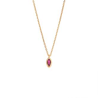Μενταγιόν Senza Silver 925 Gold Plated, φύλλο με φούξια ζιργκόν