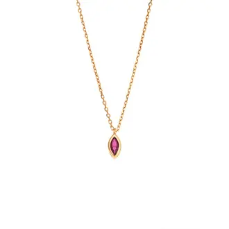 Μενταγιόν Senza Silver 925 Gold Plated, φύλλο με φούξια ζιργκόν