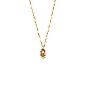 Μενταγιόν Senza Silver 925 Gold Plated, φύλλο με ροζ ζιργκόν
