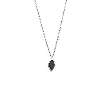 Μενταγιόν Senza Silver 925, φύλλο με μαύρο ζιργκόν