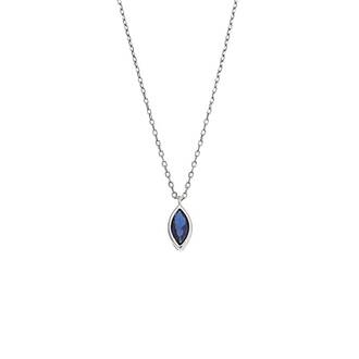 Μενταγιόν Senza Silver 925, φύλλο με μπλε ζιργκόν