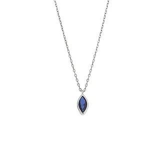 Μενταγιόν Senza Silver 925, φύλλο με μπλε ζιργκόν