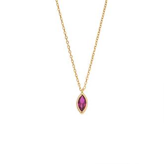 Μενταγιόν Senza Silver 925 Gold Plated, φύλλο με φούξια ζιργκόν