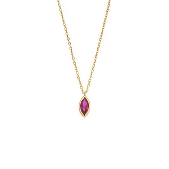 Μενταγιόν Senza Silver 925 Gold Plated, φύλλο με φούξια ζιργκόν