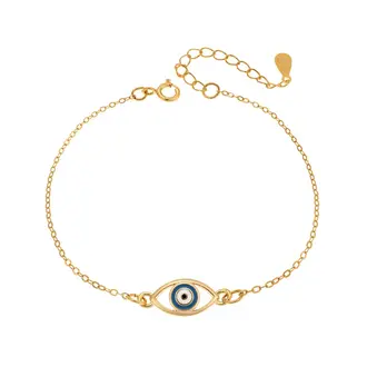 Βραχιόλι Senza Silver 925, επιχρυσωμένο ματάκι με σμάλτο