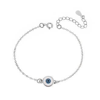 Βραχιόλι Senza Silver 925, στρογγυλό ματάκι με σμάλτο