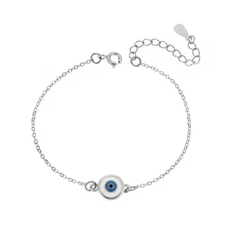Βραχιόλι Senza Silver 925, στρογγυλό ματάκι με σμάλτο