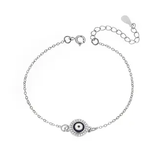Βραχιόλι Senza Silver 925, στρογγυλό ματάκι με σμάλτο και ζιργκόν