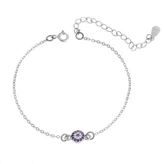 Βραχιόλι Senza Silver 925, επιπλατινωμένο ματάκι στόχος με ζιργκόν πέτρες