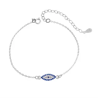 Βραχιόλι Senza Silver 925, επιπλατινωμένο ματάκι με ζιργκόν