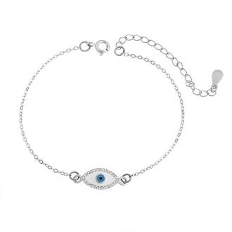Βραχιόλι Senza Silver 925, επιπλατινωμένο Ματάκι με ζιργκόν πέτρες