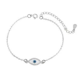 Βραχιόλι Senza Silver 925, επιπλατινωμένο Ματάκι με ζιργκόν πέτρες