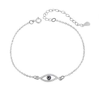 Βραχιόλι Senza Silver 925, επιπλατινωμένο Ματάκι με ζιργκόν πέτρες