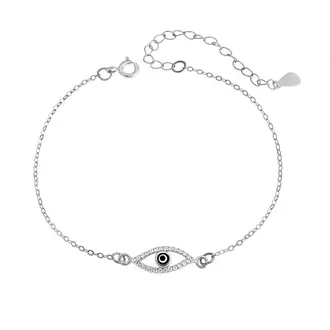 Βραχιόλι Senza Silver 925, επιπλατινωμένο Ματάκι με ζιργκόν πέτρες