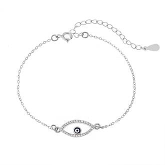 Βραχιόλι Senza Silver 925, επιπλατινωμένο Ματάκι με ζιργκόν πέτρες