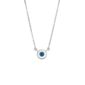 Κολιέ Senza Silver 925, Ματάκι στρογγυλό με σμάλτο