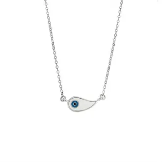 Κολιέ Senza Silver 925, Ματάκι λαχούρι με σμάλτο