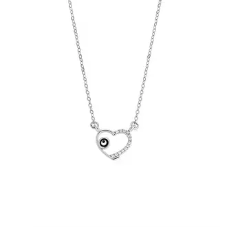 Κολιέ Senza Silver 925, Ματάκι καρδιά με ζιργκόν