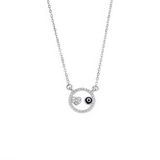 Κολιέ Senza Silver 925, Ματάκι καρδιά με ζιργκόν