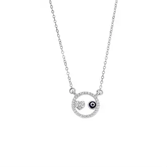 Κολιέ Senza Silver 925, Ματάκι καρδιά με ζιργκόν