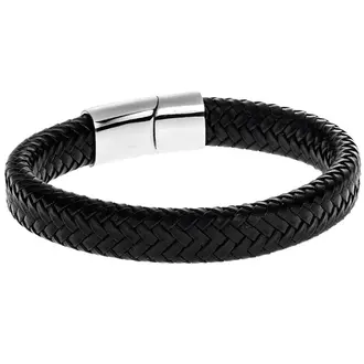 Βραχιόλι Senza Men&#039;s Steel Leather Strap