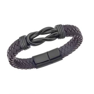 Βραχιόλι Senza Men&#039;s Steel Leather Strap