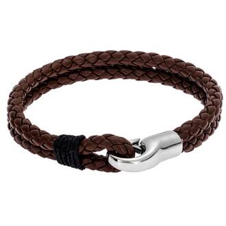 Βραχιόλι Senza Men&#039;s Steel Leather Strap