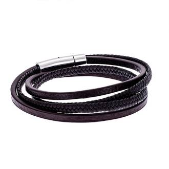 Βραχιόλι Senza Men&#039;s Steel Leather Strap